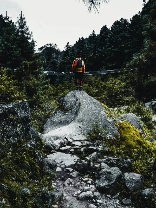 Trekker walking on Everest