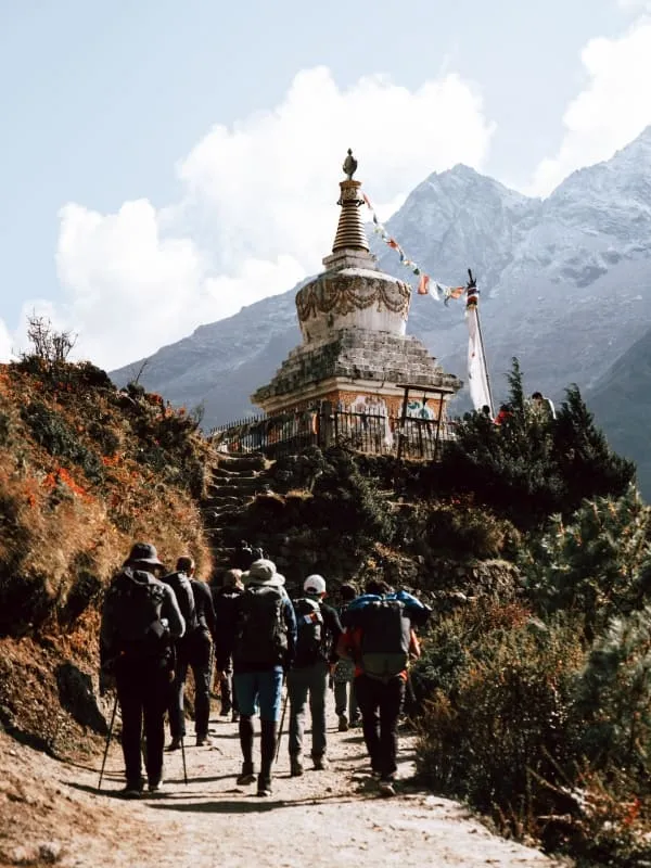Trekker walking on Kala patthar